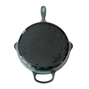 Vintage 1980s Le Creuset Cast Iron Skillet 10.25in 26cm Gray Blue Fry Pan France